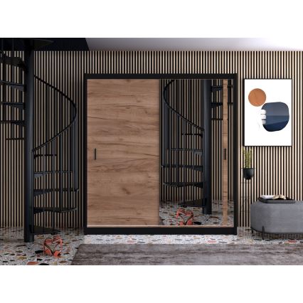 Armoire avec miroir SABRINA 180x215 cm chêne craft