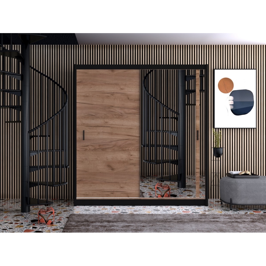 Armoire avec miroir SABRINA 180x215 cm chêne craft