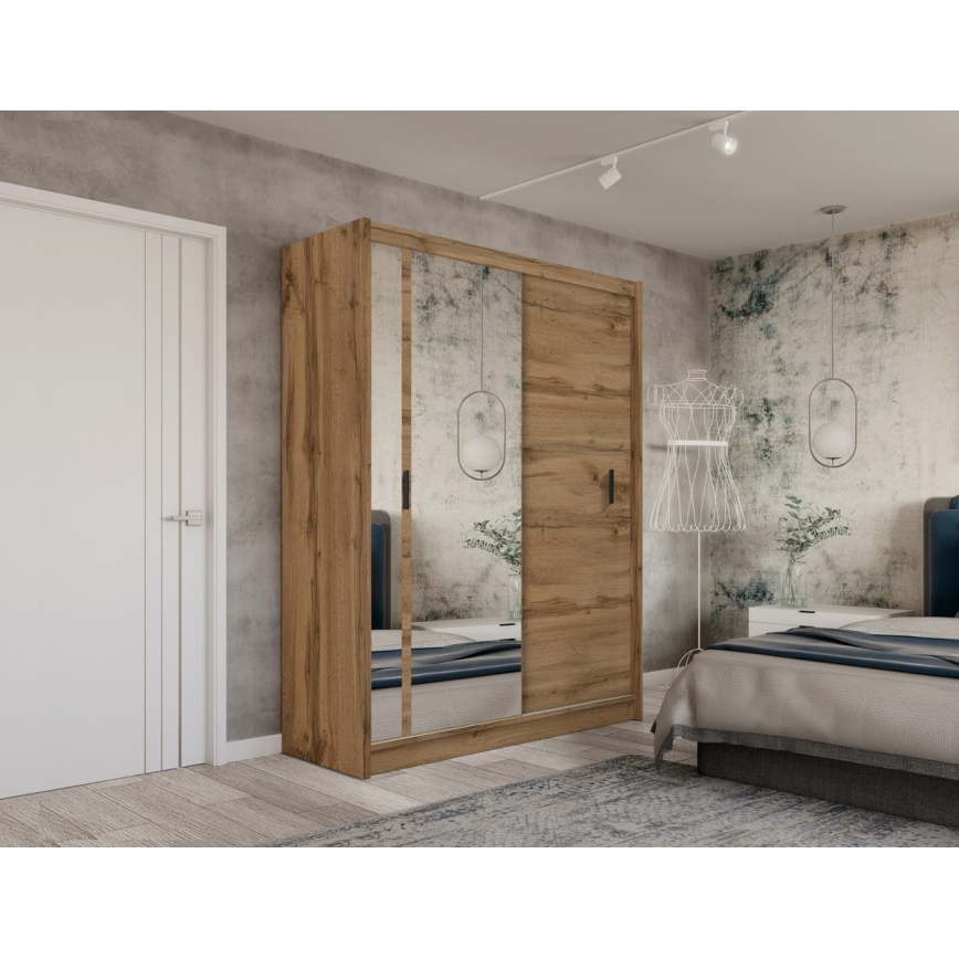 Armoire avec miroir SABRINA 180x215 cm chêne wotan
