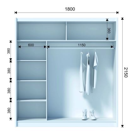 Armoire avec miroir SABRINA 180x215 cm chêne wotan