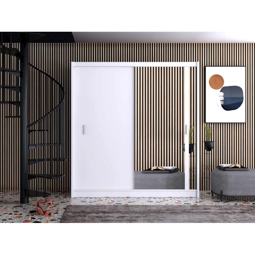 Armoire avec miroir SABRINA 203x215 cm blanc