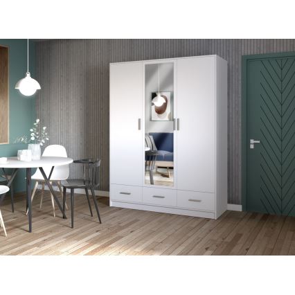 Armoire avec miroir SANNA 150x215 cm blanc