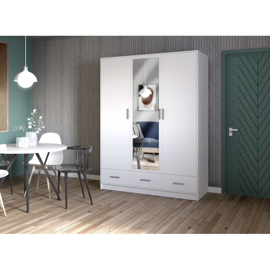 Armoire avec miroir SANNA 150x215 cm blanc