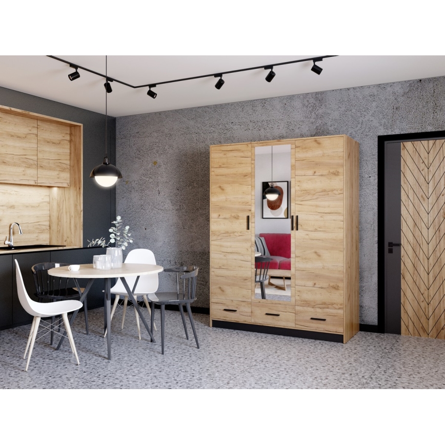 Armoire avec miroir SANNA 150x215 cm chêne craft