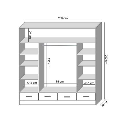 Armoire avec miroir SANNA 200x215 cm blanc