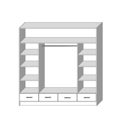 Armoire avec miroir SANNA 200x215 cm chêne craft