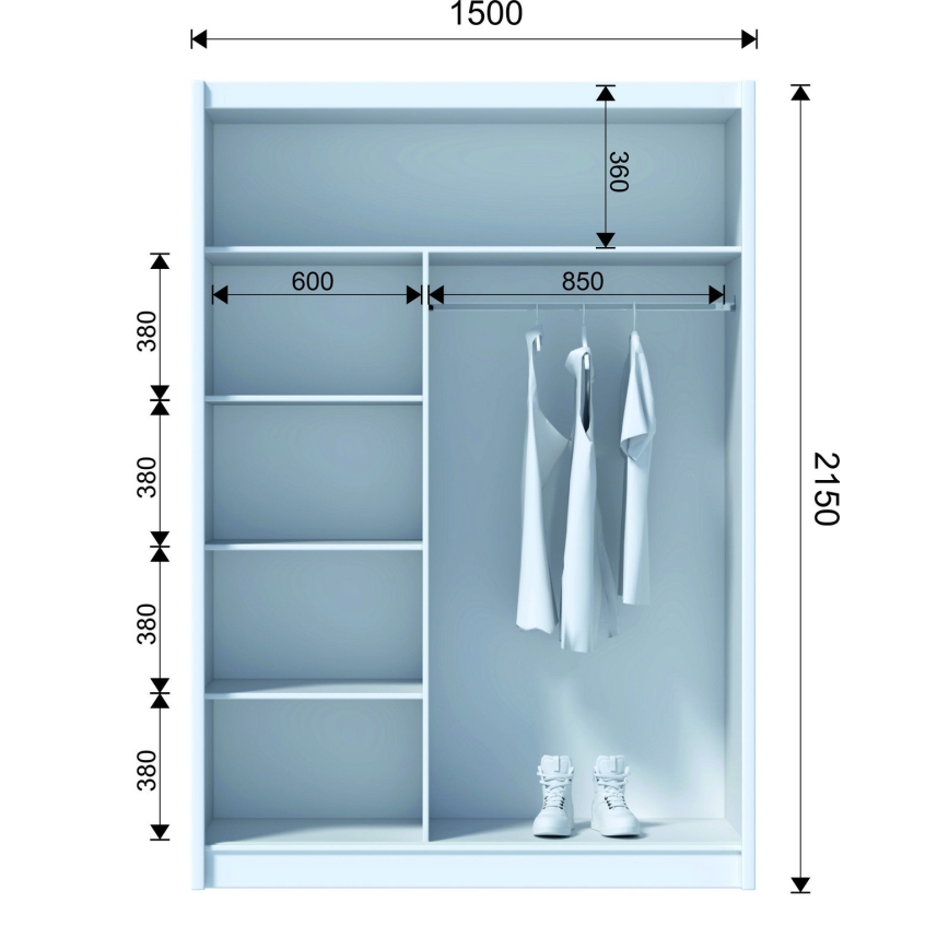 Armoire à portes coulissantes SAPHIRA 150x215 cm chêne craft