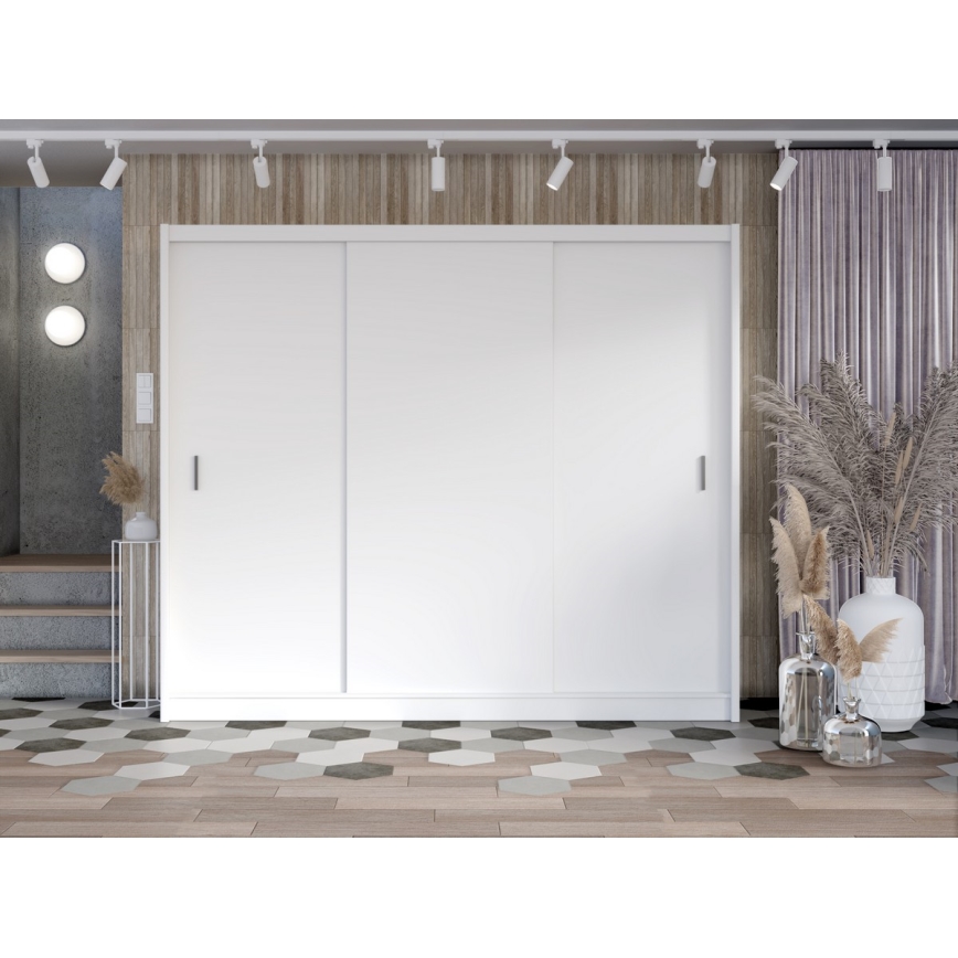 Armoire à portes coulissantes SAPHIRA 250x215 cm blanc