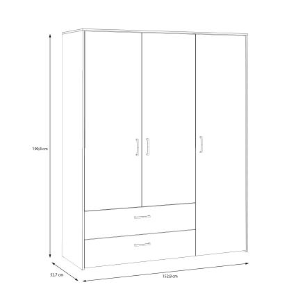 Armoire URO 152x190 cm chêne artisan/blanc