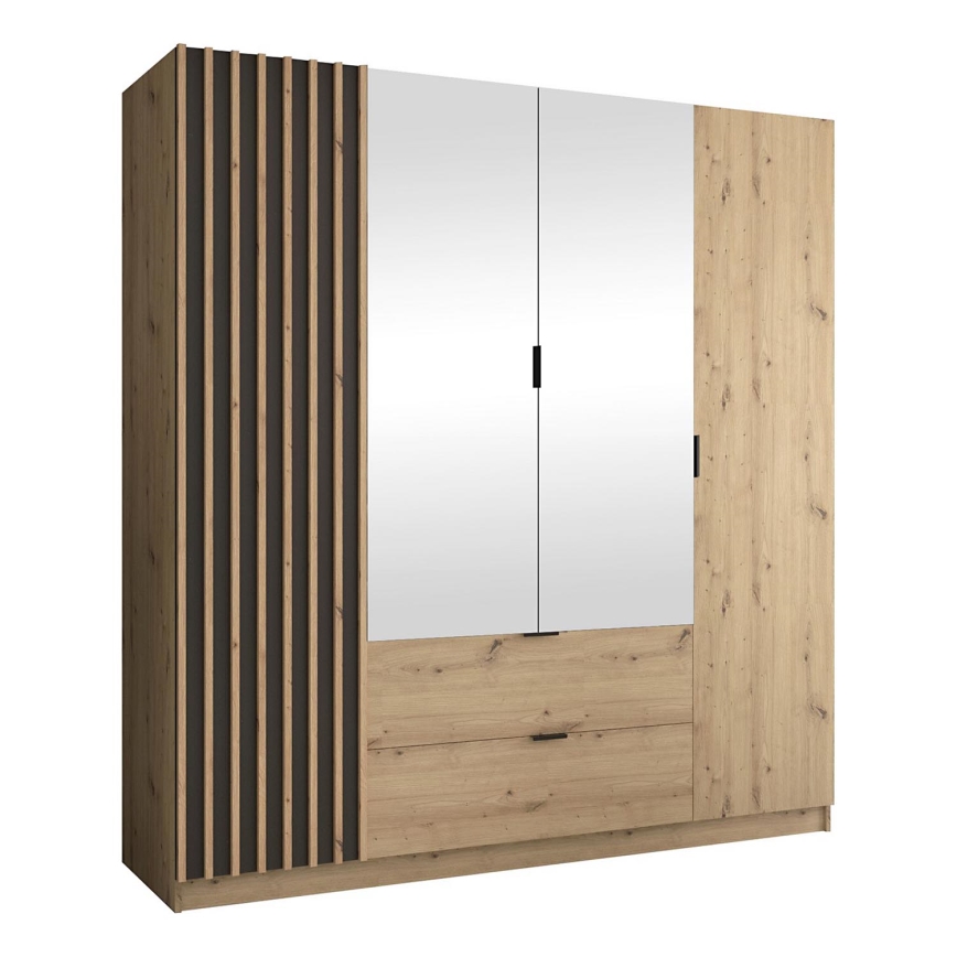Armoire VISTA avec miroir 200 x 215 cm, chêne artisan/graphite