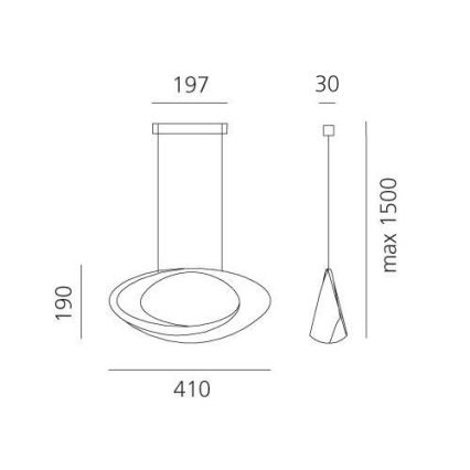 Artemide 1182010A - Suspension filaire à intensité variable CABILDO LED/44W/230V 3000K