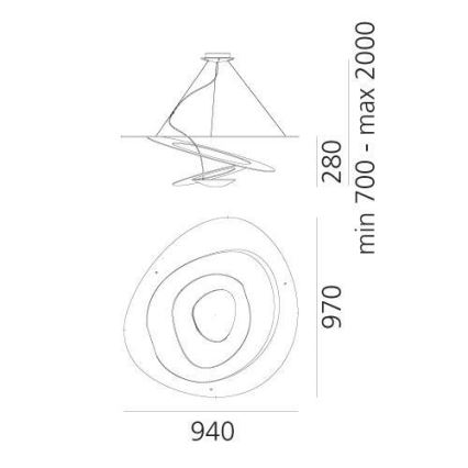Artemide 1254110A - Suspension filaire à intensité variable PIRCE LED/44W/230V 3000K blanc
