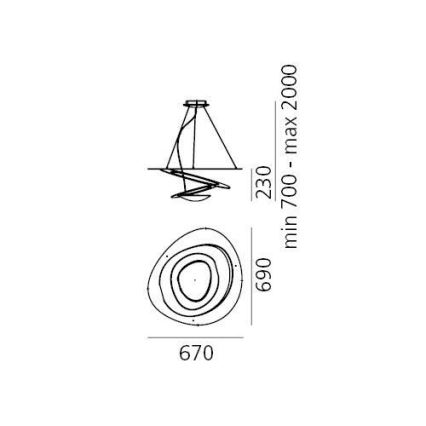 Artemide 1256120A - Suspension filaire à intensité variable PIRCE LED/44W/230V 3000K doré