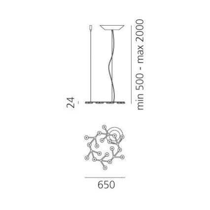 Artemide 1575050APP - Suspension filaire à intensité variable NET LED/43W/230V d. 65 cm 3000K