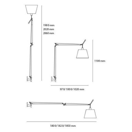 Artemide AR 0564010A+AR 0780030A+AR 0779010A - Lampadaire TOLOMEO MEGA 1xE27/150W/230V