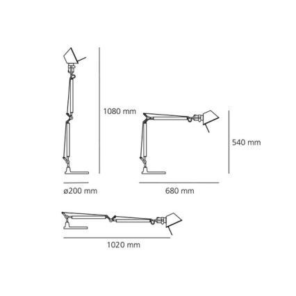 Artemide AR A005910+AR A008600 ENSEMBLE - Lampe de table TOLOMEO MINI 1xE27/70W/230V