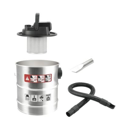 Aspirateur à cendres alimenté par pile avec filtre HEPA 12 l 110W/18V 2000 mAh chrome mat
