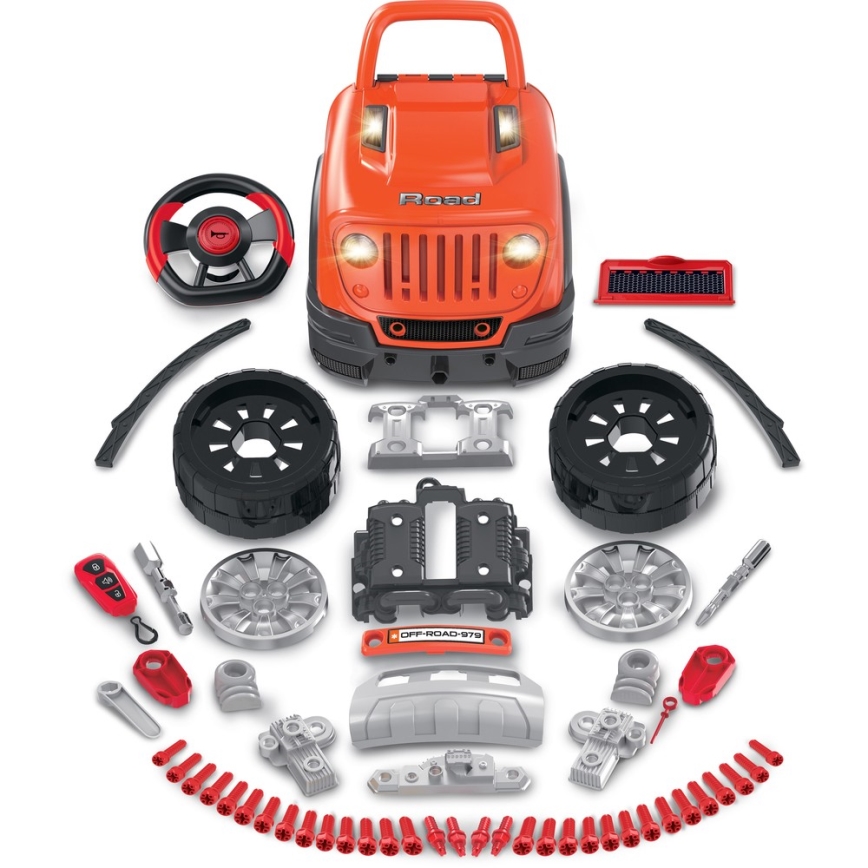 Atelier de réparation de voiture enfant 3xAAA + 1xCR2025 orange/gris