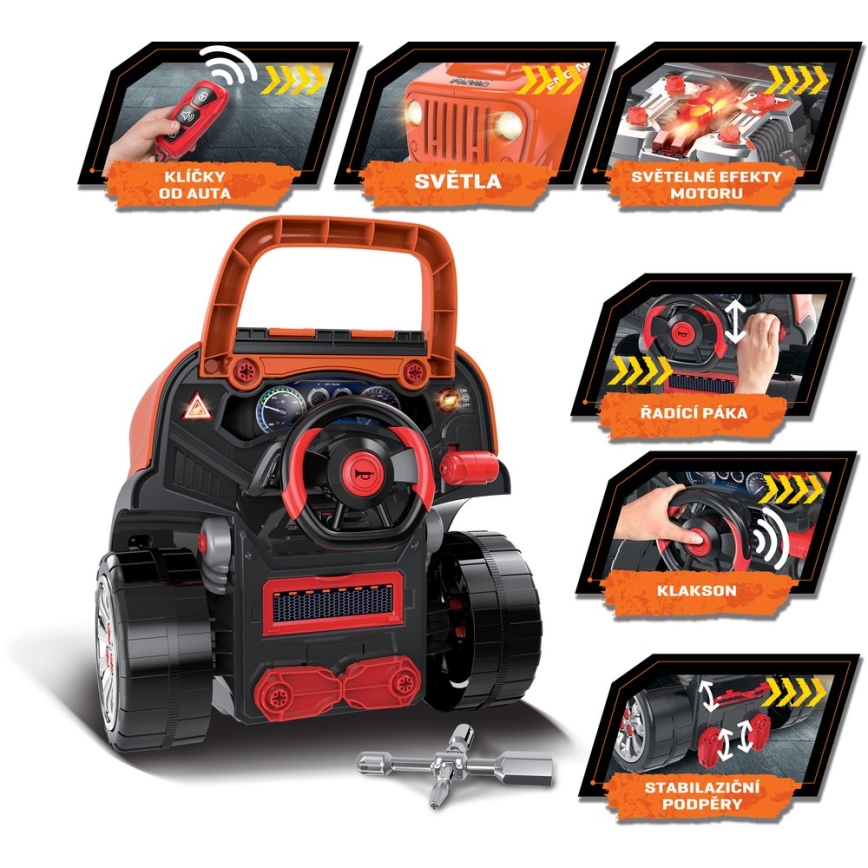 Atelier de réparation de voiture enfant 3xAAA + 1xCR2025 orange/gris