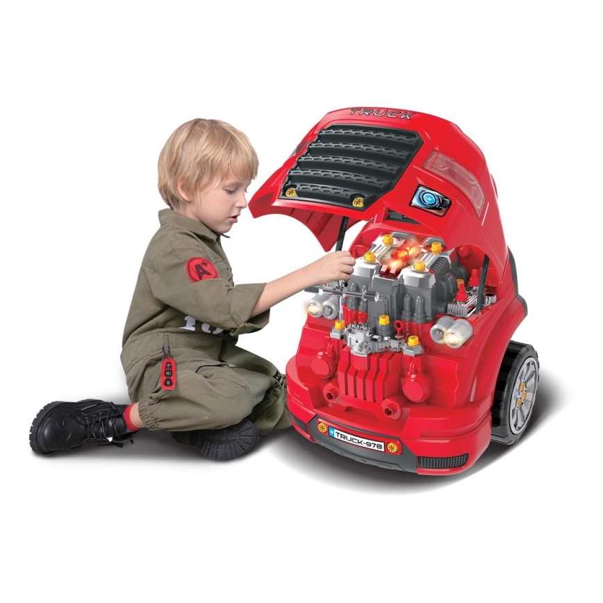 Atelier de réparation de voiture enfant 3xAAA + 1xCR2025 rouge