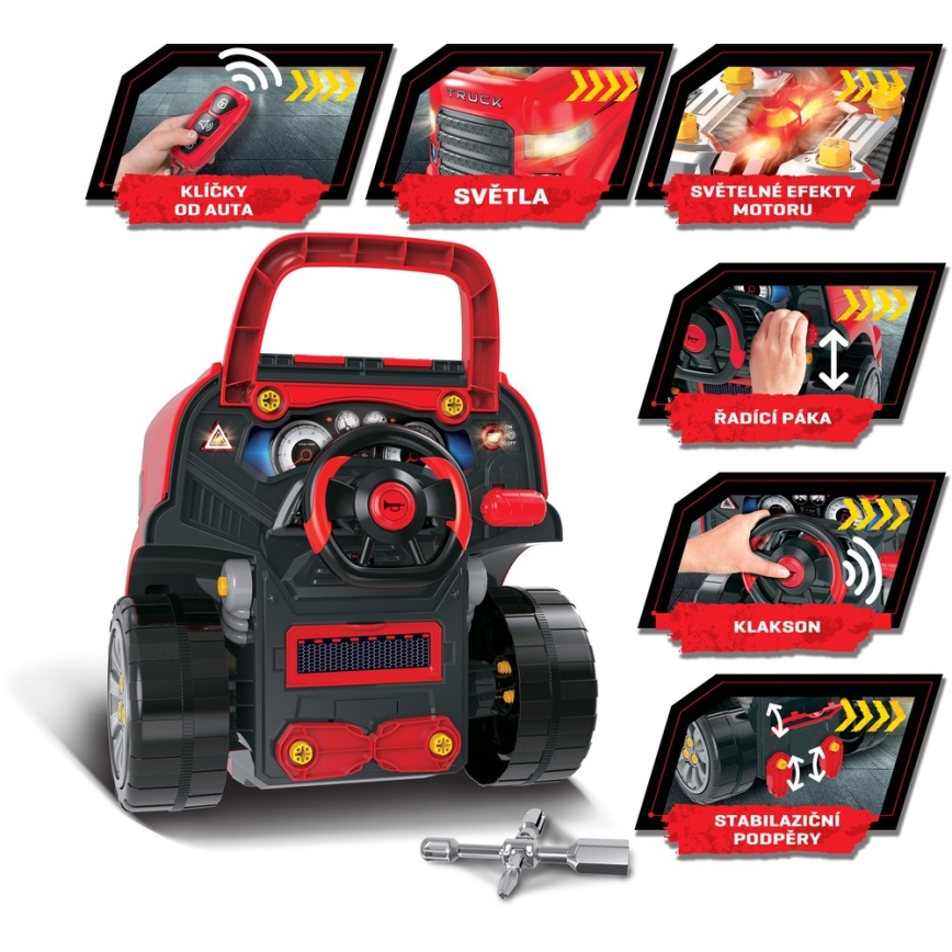 Atelier de réparation de voiture enfant 3xAAA + 1xCR2025 rouge