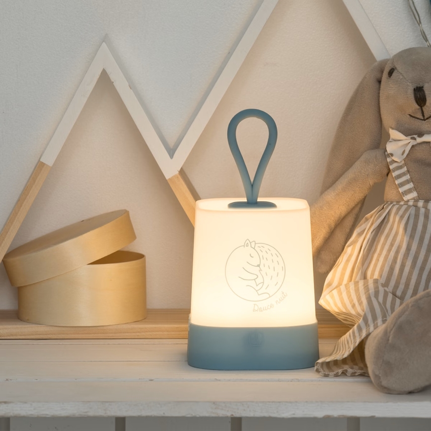 Atmosphera - Veilleuse tactile LED rechargeable pour enfants RABBIT, 3,7 V, 1200 mAh, bleu