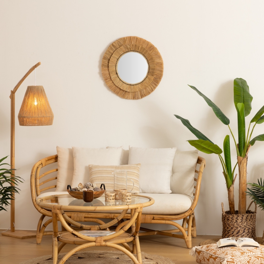 Atmosphera - Miroir mural ALBA d. 57 cm pelote de raphia