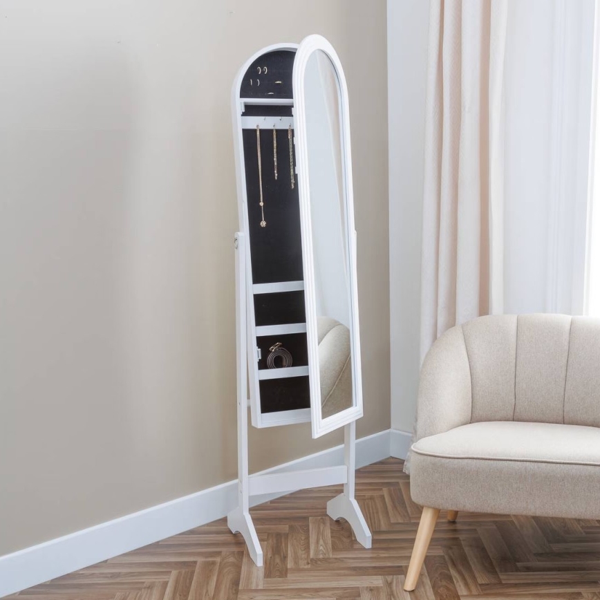 Atmosphera - Miroir sur pied avec boîte à bijoux LEXY 158x38 cm blanc