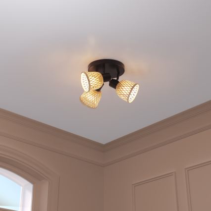 Atmosphera - Spot lumineux LIO 3xE27/25W/230V en bambou
