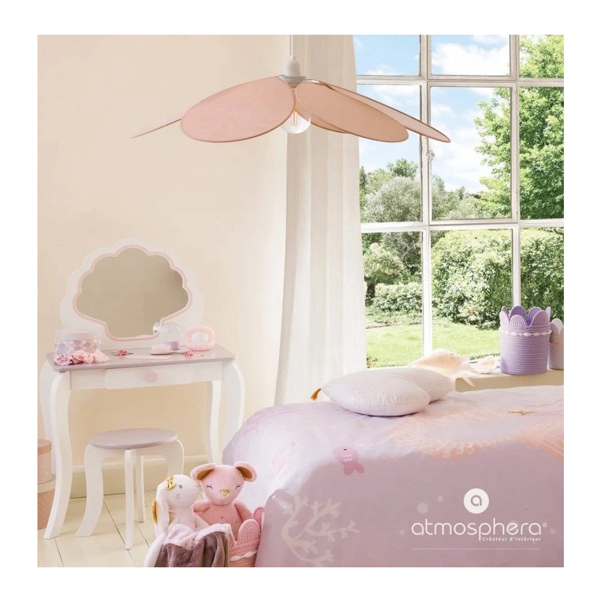 Atmosphera - Suspension pour enfant PETAL sur câble 1xE27/40W/230V Ø 64 cm, rose