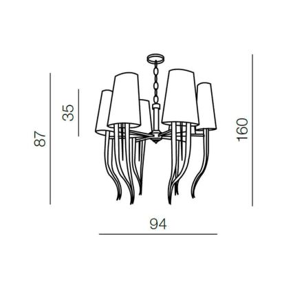 Azzardo AZ1390 - Suspension avec chaîne DIABLO 12xE14/11W/230V noir