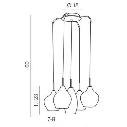 Azzardo AZ3172 - Suspension avec fil MILANO 5xG9/40W/230V