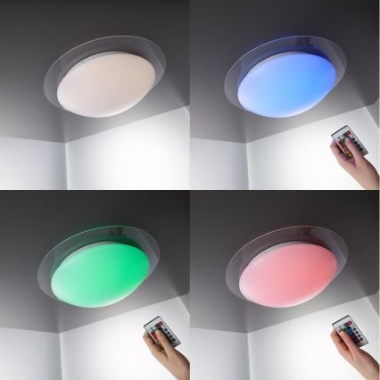 B.K.Licht BKL1025 - Plafonnier dimmable LED RGB salle de bain LED/12W/230V IP44+télécommande