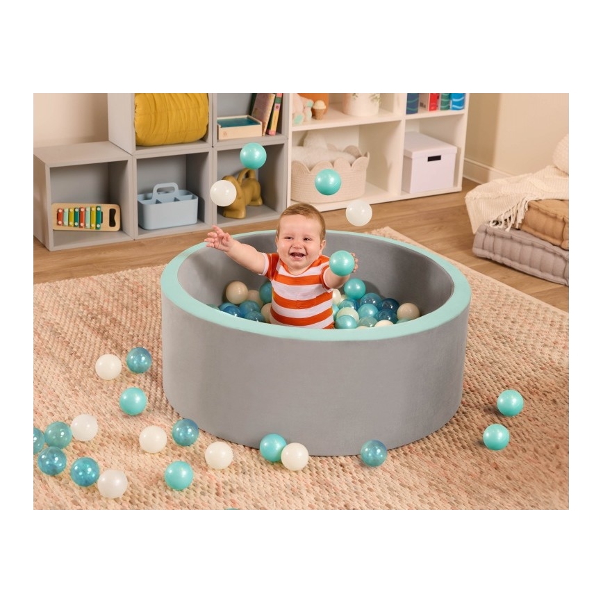 B-Toys - Piscine à boule enfant d. 89 cm gris/turquoise