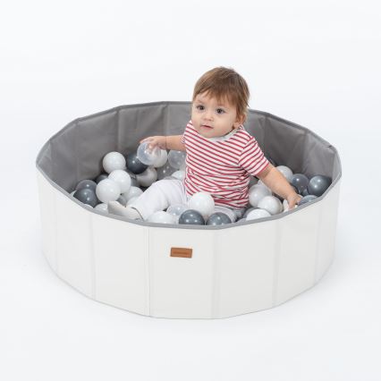 Piscine sèche pour enfants avec balles, diamètre 80 cm, blanc/gris