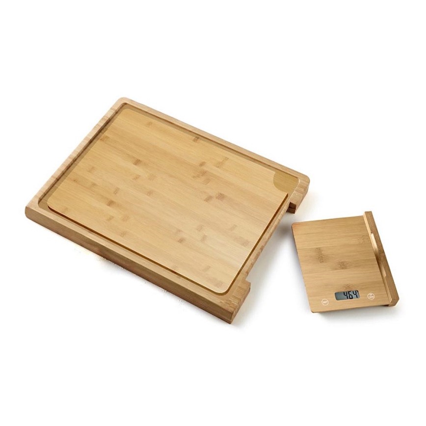Balance de cuisine numérique 1xCR2032 + panneau de bambou