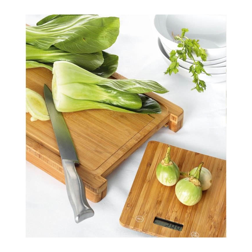 Balance de cuisine numérique 1xCR2032 + panneau de bambou