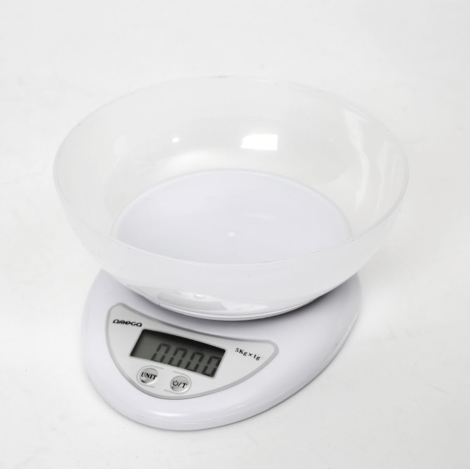 Balance de cuisine numérique avec bol 1xCR2032 blanc