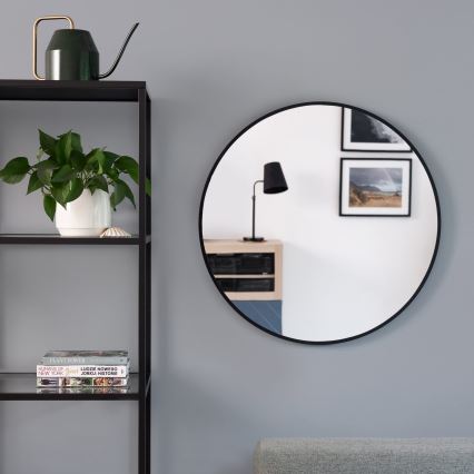 Baltica Design - Miroir mural LED pour salle de bains avec rétroéclairage BRIGHT LED/15W/230V 3000K Ø 90 cm IP65 noir