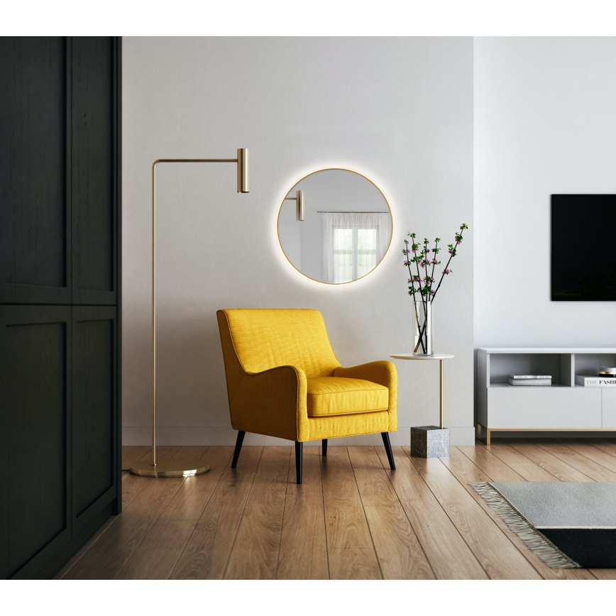Baltica Design - Miroir mural rétroéclairé pour salle de bains BRIGHT LED 15W/230V 4500K Ø 70 cm IP65 doré