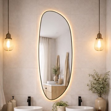 Baltica Design - Miroir mural de salle de bains LED rétroéclairé STONE FLUID LED/15W/230V 2700K 155x50 cm IP65 noir