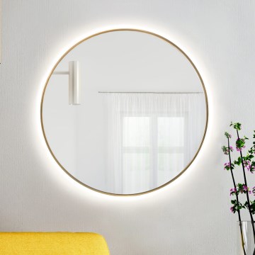 Baltica Design - Miroir mural LED pour salle de bains avec rétroéclairage BRIGHT LED/15W/230V 3000K Ø 80 cm IP65 doré