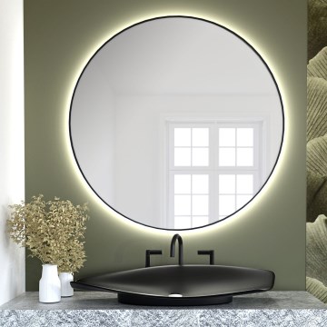 Baltica Design - Miroir mural LED pour salle de bains avec rétroéclairage BRIGHT LED/15W/230V 3000K Ø 90 cm IP65 noir