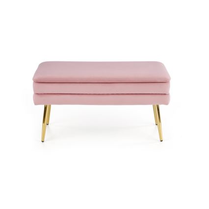 Banc avec un espace de stockage VELVA 37x78 cm rose/doré
