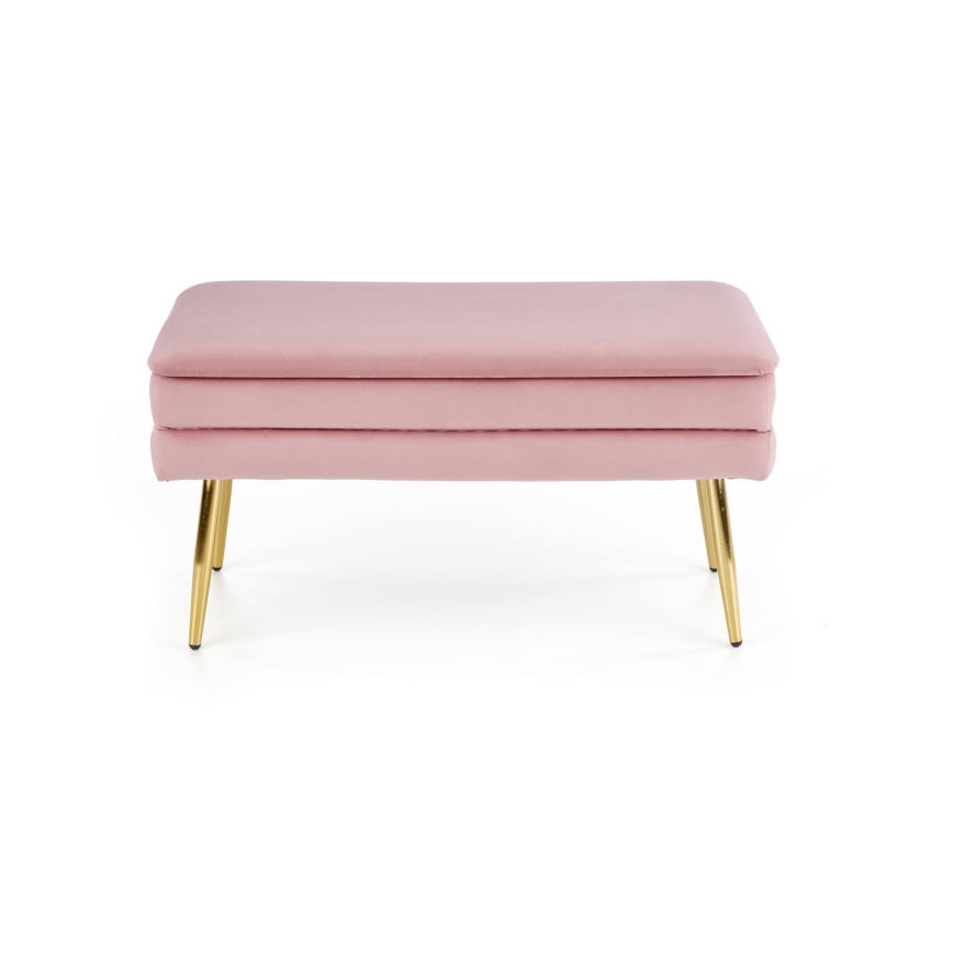 Banc avec un espace de stockage VELVA 37x78 cm rose/doré