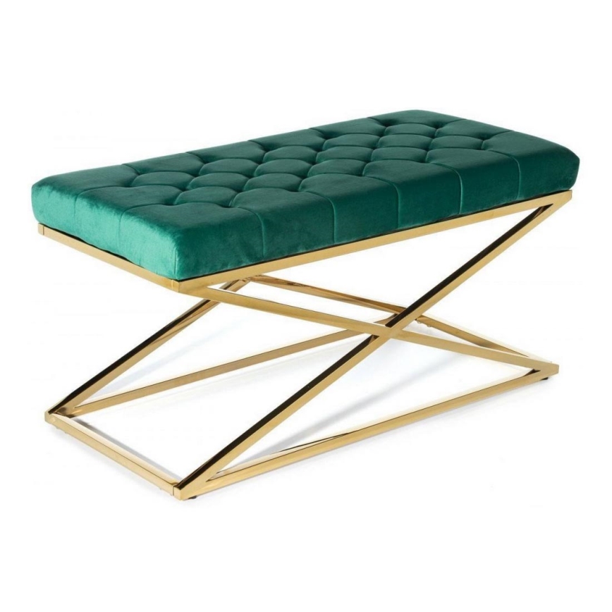 Banc capitonné SALIBA 50x97 cm doré/vert