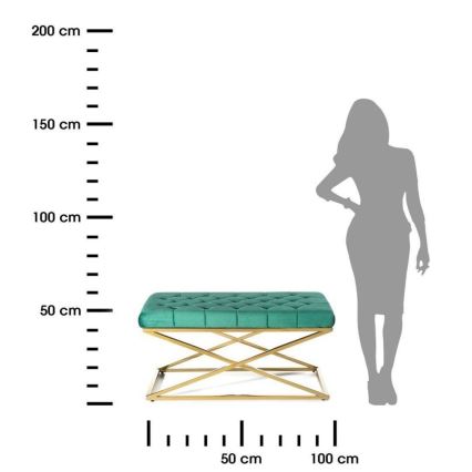 Banc capitonné SALIBA 50x97 cm doré/vert