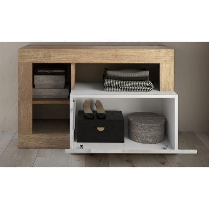 Banc LENOR 91 x 209 cm blanc/marron