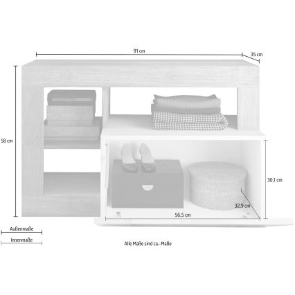 Banc LENOR 91 x 209 cm blanc/marron