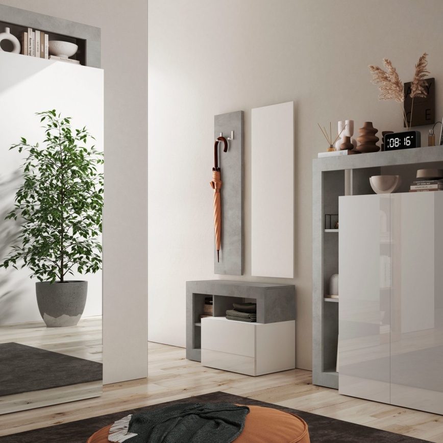 Banc LENOR blanc/gris en béton